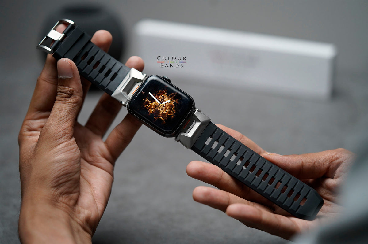 FKM Motion Band With Titanium Buckle For Apple Watch 46/45/44 MM Series 10/9/8/7/6/5/4/Se/Se2Gen
