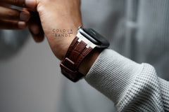 Textured Silicone Leather Strap For Apple Watch 44MM 45MM 46MM Series 4 5 6 7 8 9 10 SE SE 2 Gen